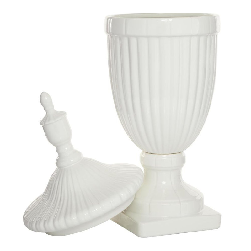 Alpharetta ceramic jars with lid, Blanc, H 26 po x l 10 po x P 10 po