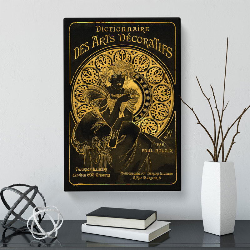 Decorative Gold by Alphonse Mucha - Wrapped Canvas Painting, 91cm H x 60cm W x 3cm D