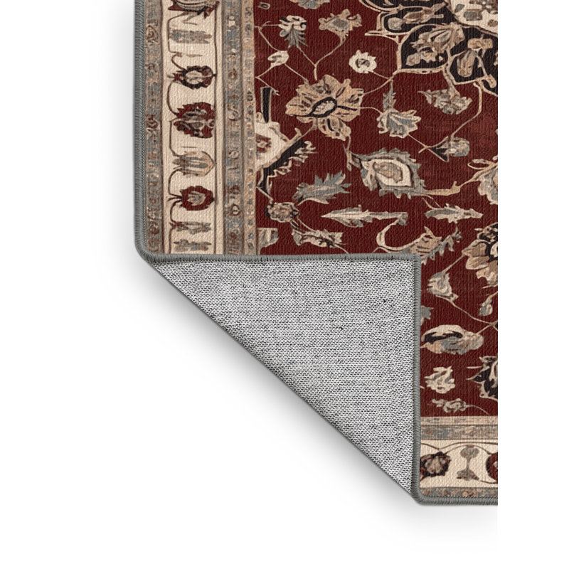 Tapis persan gris lavable à la machine, Carré 5 pi