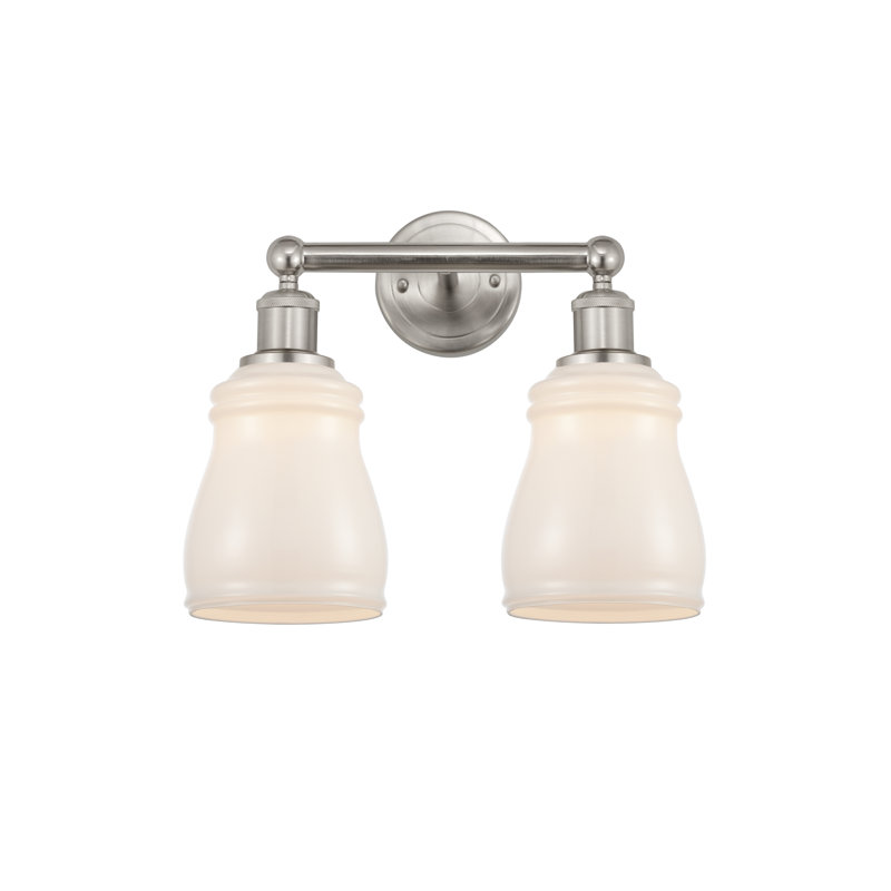 Éclairage pour meuble-lavabo à 2 lumières 13,75 po Mccarver, Blanc, Nickel satiné brossé