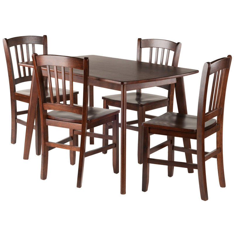 4 - Person Walnut Solid Wood Solid Wood Top Four Leg Dining Set