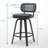 Set of 2 Mid-Century Modern Swivel Bar Stool with Cane Back, Walnut Wood Frame and 360° Swivel Seat-14891187-14891197