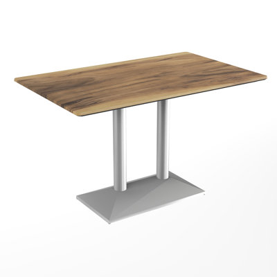 Plateau de table commercial toutes saisons sans soudure avec base à deux colonnes