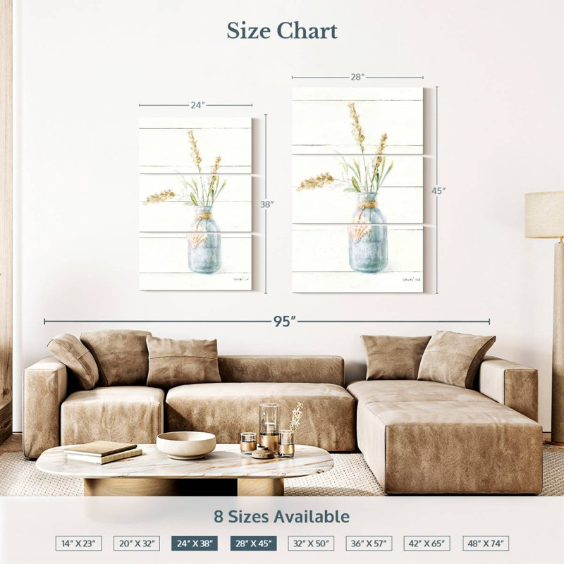 Harnek Beach Flowers Neutral, 38" H x 24" W