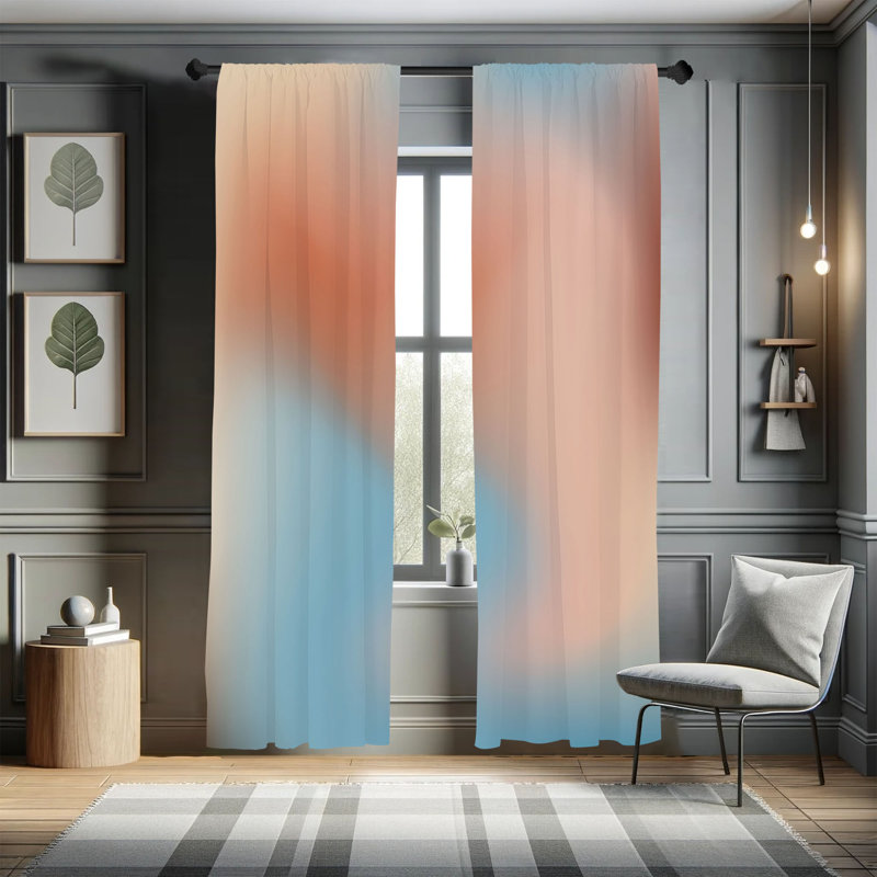  Pastel Curtains, Abstract Daydream Fantasy, Salmon Peach, 28" W x 95" L