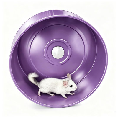 15" Aluminum Alloy Exercise Wheel for Chinchillas & Small Pets – Noiseless Metal Running Wheel with Stand,Purple