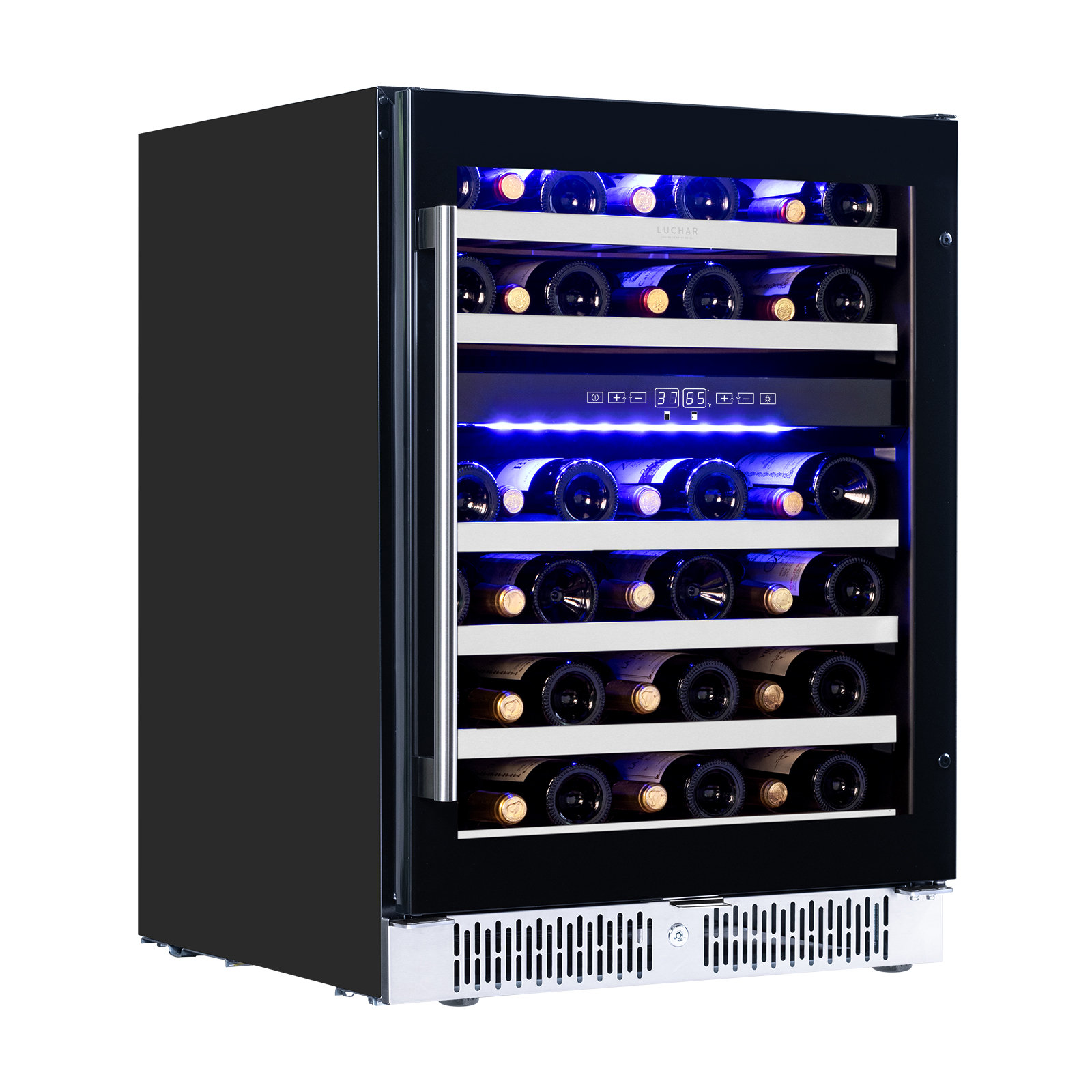 Akicon Wine Fridge, 24 Inch Wine Cooler With Temperature Memory Touchscreen, Double Uv Glass Door And Removable Shelves, Built-in/freestanding — FIN-0006686 | Fridge.com