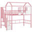 Lit mezzanine en métal avec toit et boîte de rangement-845162224