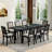 Rustic Extendable Dining Table Set With Removable Leaf , 6 Upholstered Armless Dining Chairs And 2 Padded Arm Chairs, 9 Pieces-138737282