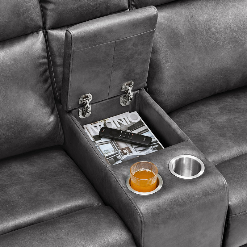 Causeuse inclinable électrique avec console de rangement Zero, Gris foncé