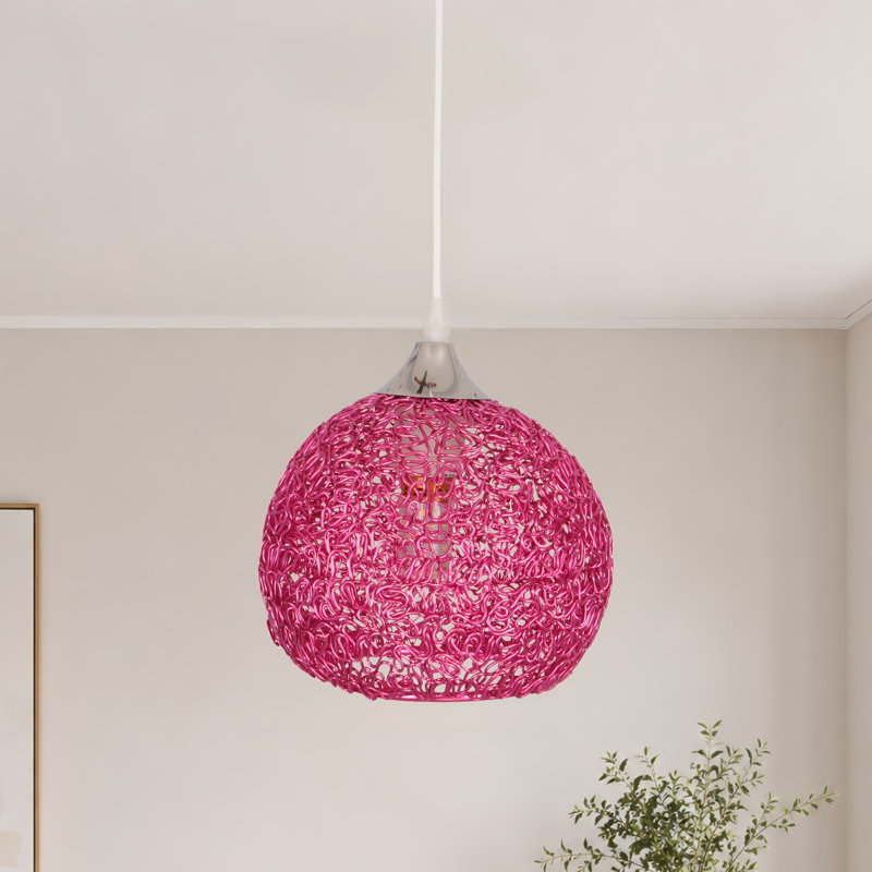 Luminaire suspendu à cordon réglable en fil d'aluminium rose 7,09 po (ampoule E26 chaude incluse)