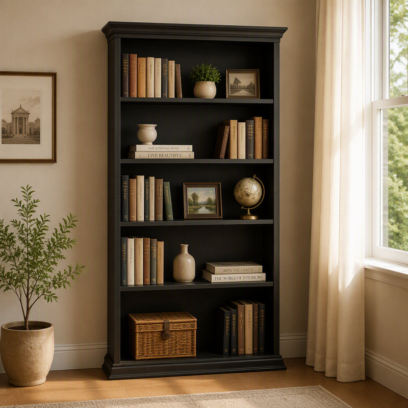 Bibliothèque à 6 niveaux, étagère en métal et bois 70,87 "pour le bureau à domicile, Noir
