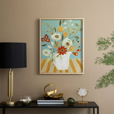 «Joyful Blossoms I», reproduction encadrée - bois massif