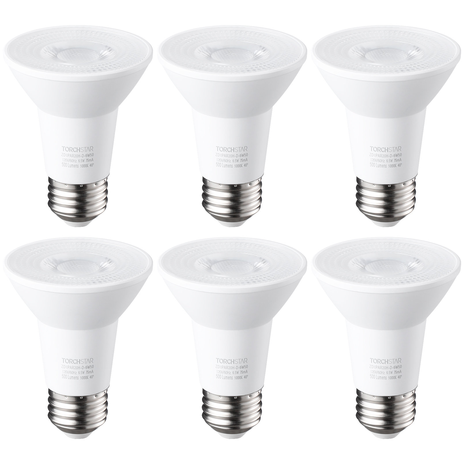 TORCHSTAR 5000K Dimmable PAR20 LED Spotlight Bulbs, 6.5W(50W 500 lm Daylight | Wayfair