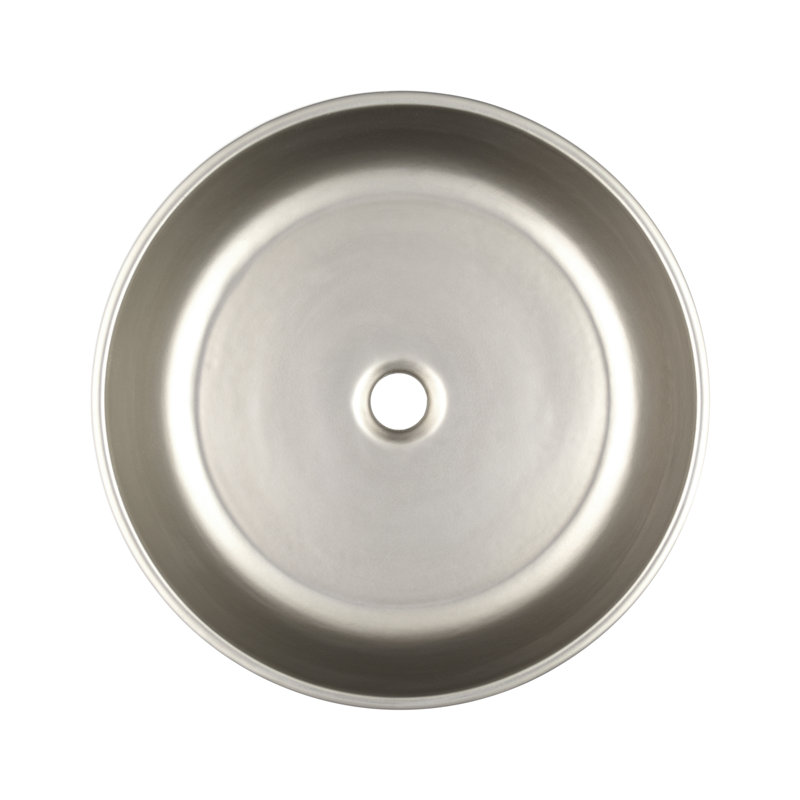 Bliss 16" Round Fireclay Vessel Bathroom Sink, Platinum