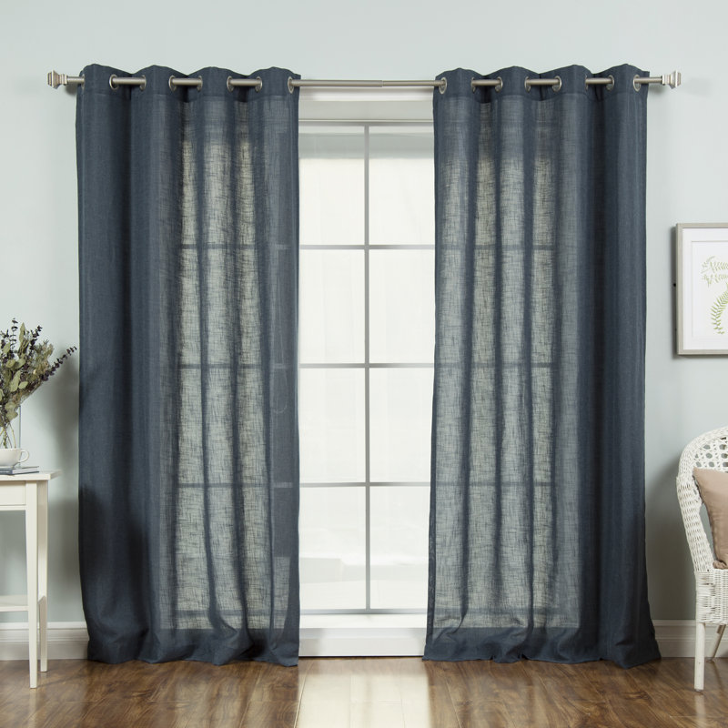 Sickels Semi Sheer Curtain Pair, 52" W x 96" L, Indigo Blue