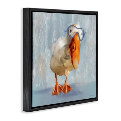  «Goose with Scooba Mask», art mural encadré sur toile flottante par Molly Mattin