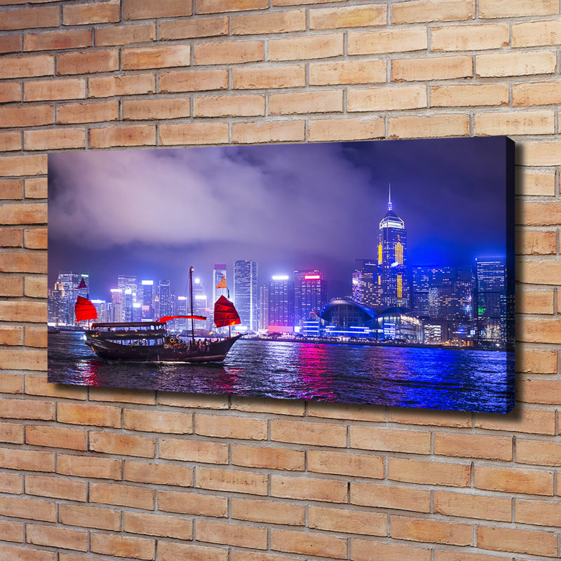 Hong Kong By Night - Wrapped Canvas Print