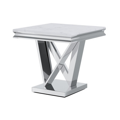23" W Glam End Table, Chrome