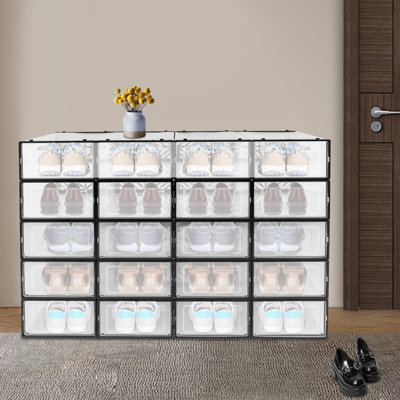 Boîte de rangement pour 20 paires de rangement pour chaussures empilable noir 36,22 po
