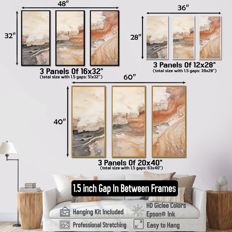 Minimalisme Geyser Landscape Tranquility I - ensemble d'art mural sur toile Geyser, Cadre flottant noir