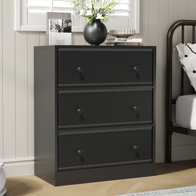 Table de chevet moderne, table de bout en bois de 22,8 po de largeur avec tiroirs en tissu, petite table d'appoint pour la chambre à coucher, noir