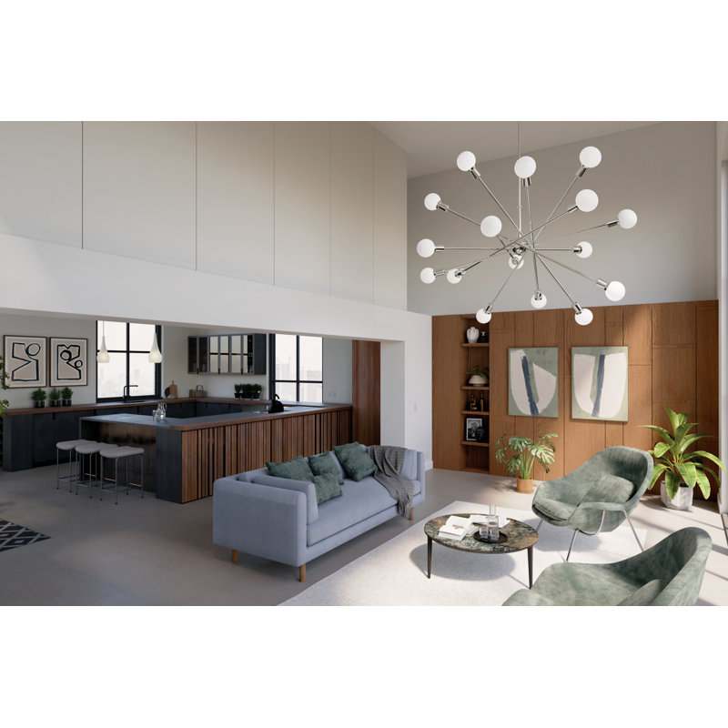 Chrome 16-Light Sputnik Chandelier with Adjustable Arms