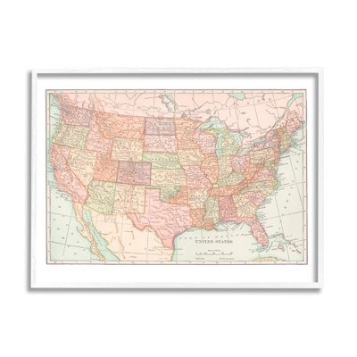 " Traditional USA Map " Graphic Art Print