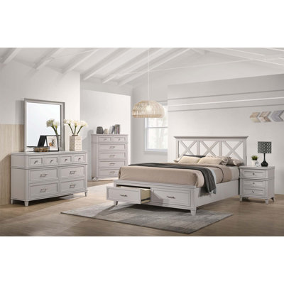 Commode horizontale en bois manufacturé avec 6 tiroirs