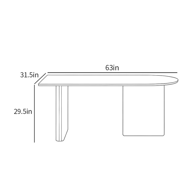 Modern solid wood base home dining table, 29.5"H x 63"L x 31.5"W