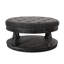 Chic rond gris anthracite avec capitonnage à boutons et motif gaufré, base en bois de pin, 39,97 po x 20,45 po contemporain