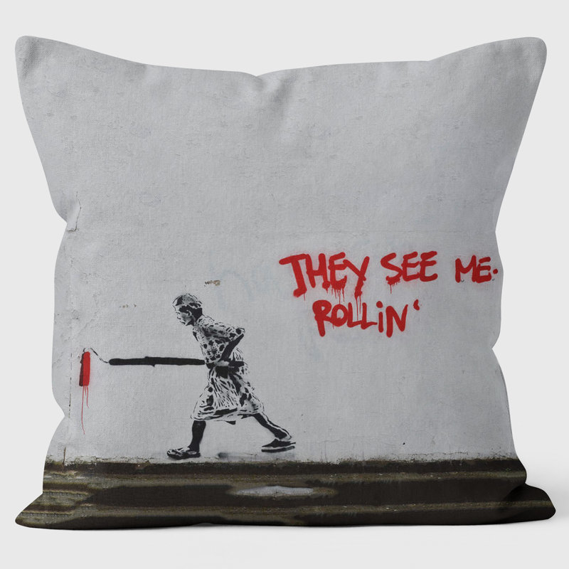 Rolling Graffiti Banksy Inspired - Graffiti Art Cushion