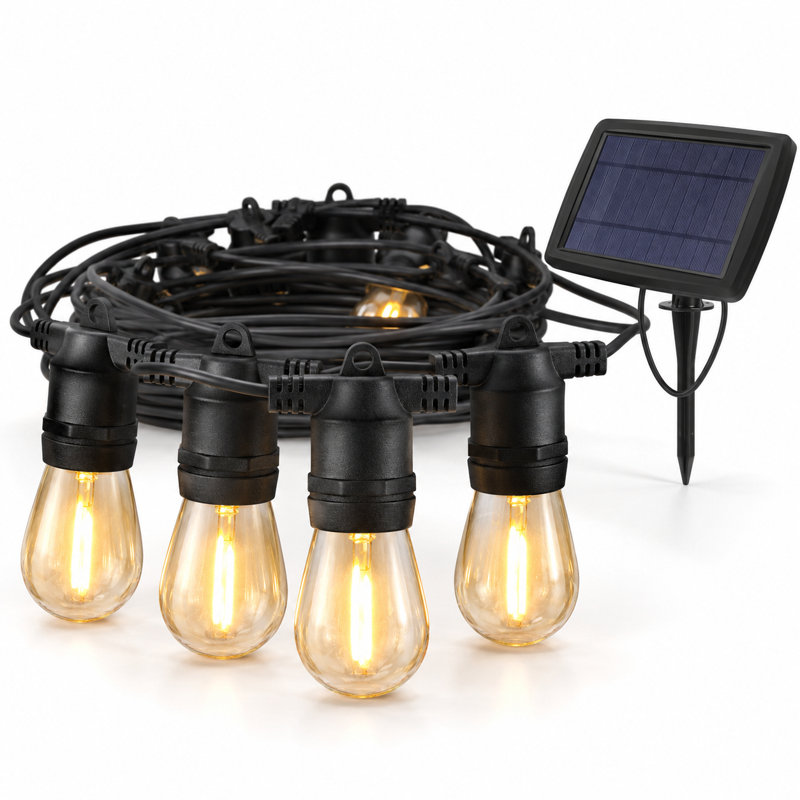 Guirlande de 27 lumières DEL à énergie solaire standard incassable à 12 ampoules