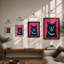 Alert Black Cat Modern - Framed Print-1893851599-1893851596