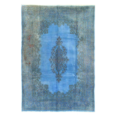 Tapis bleu uni en laine / coton de couleur unie 8 pi 5 po x 12 pi 2 po Welsey