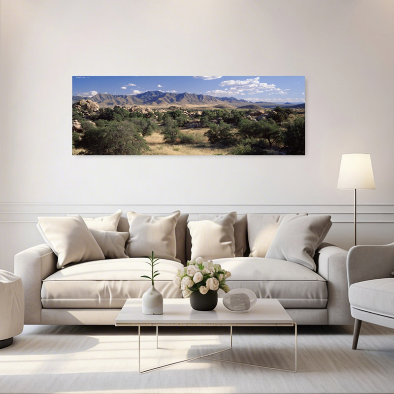 Clouded Sky Over Arid Landscape Dragoon Mountains Texas Valley Arizona USA 1 Piece Wrapped Canvas Panoramic Wall Art