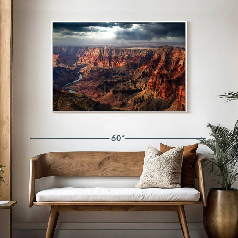 Grand canyon nuageux, Cadre flottant blanc, 46 po x 31 po