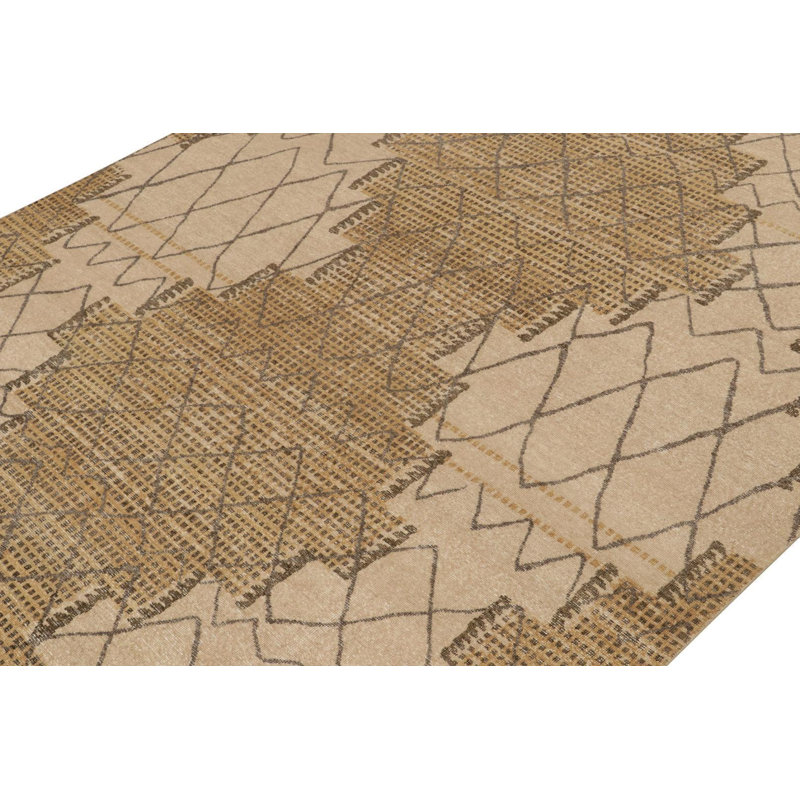 Distressed Homage Hand Knotted Wool Geometric Area Rug, Rectangle 9' x 12'