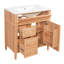Meuble-lavabo de 30 po avec lavabo, meuble-lavabo en bois avec tiroir rabattable, 2 tiroirs à fermeture en douceur, 1 porte à fermeture en douceur, bois massif et panneau de fibres à densité moyenne, poignées en bois élégantes