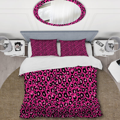 Pink/Black Microfiber 3 Piece Duvet Cover Set