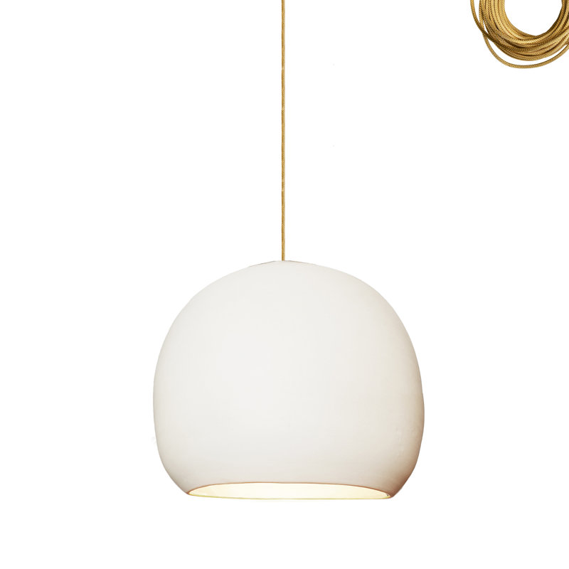 Clay 1 - Light Pendant, Brass Braided, Matte White, 100" H x  5" D