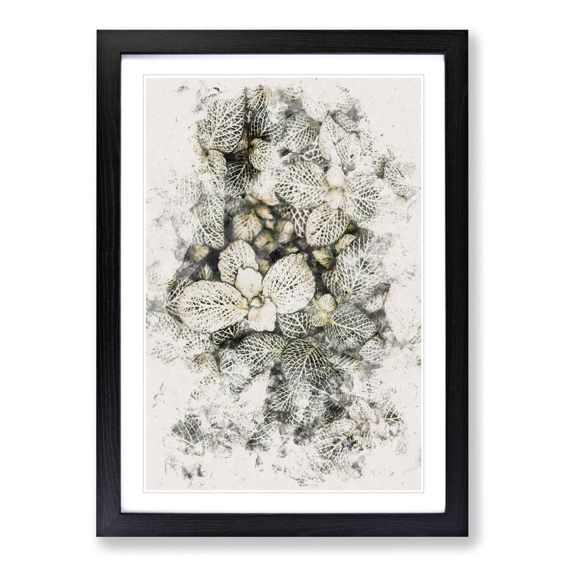 Plant Leaves Abstract - Picture Frame Painting Print, Black Framed, 33cm H x 24cm W x 2cm D
