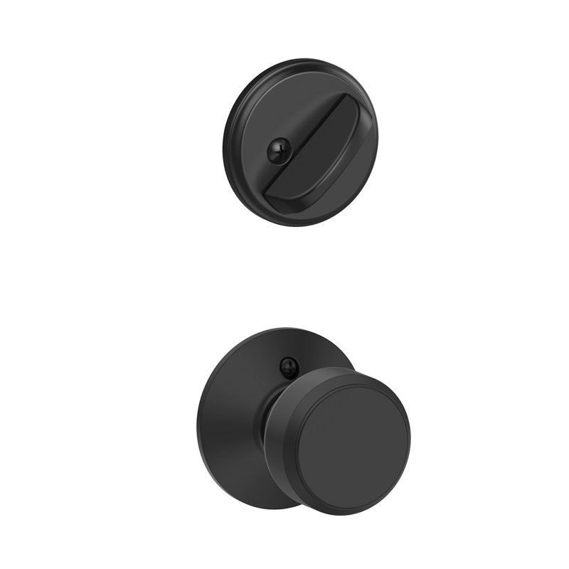 Bowery Interior Handleset and Bowery Knob and Interior Single Cylinder Deadbolt Thumbturn, Matte Black