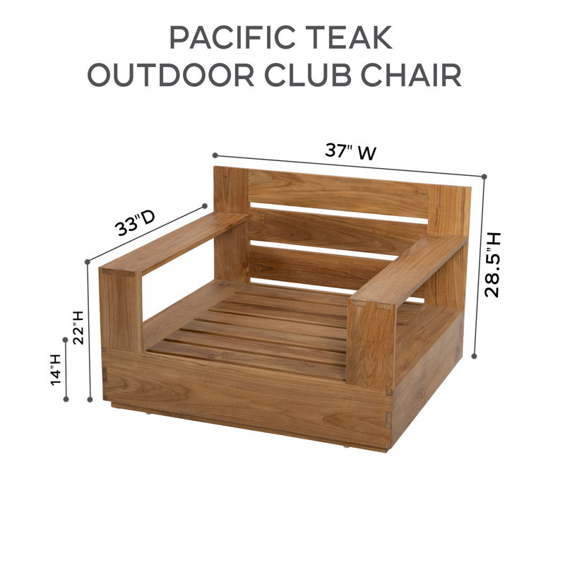Pacific Outdoor 5 - Piece Teak Conversation Set with Sunbrella Cushions, Granite