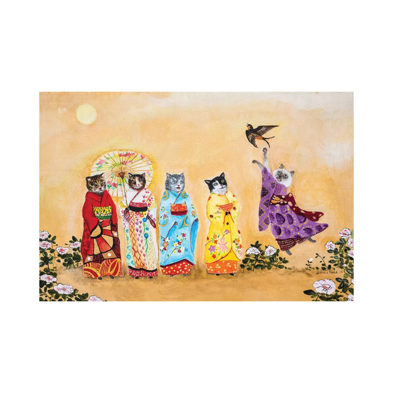 «Warui Kiti» par Jahna Vashti - peinture sur toile tendue, H 12 po x l 18 po x 1,5 po