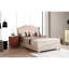 Élégant grand lit avec côté rembourré - Velours beige, en velours, confortable
