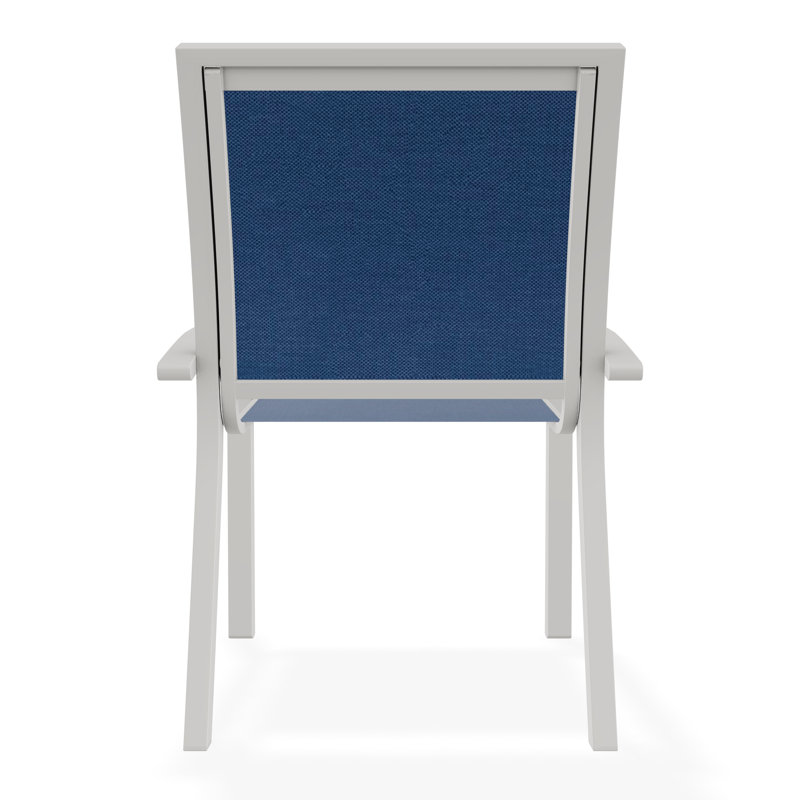Kendall Outdoor Dining Chair, Snow, Cobalt 35D Sunbrella®
