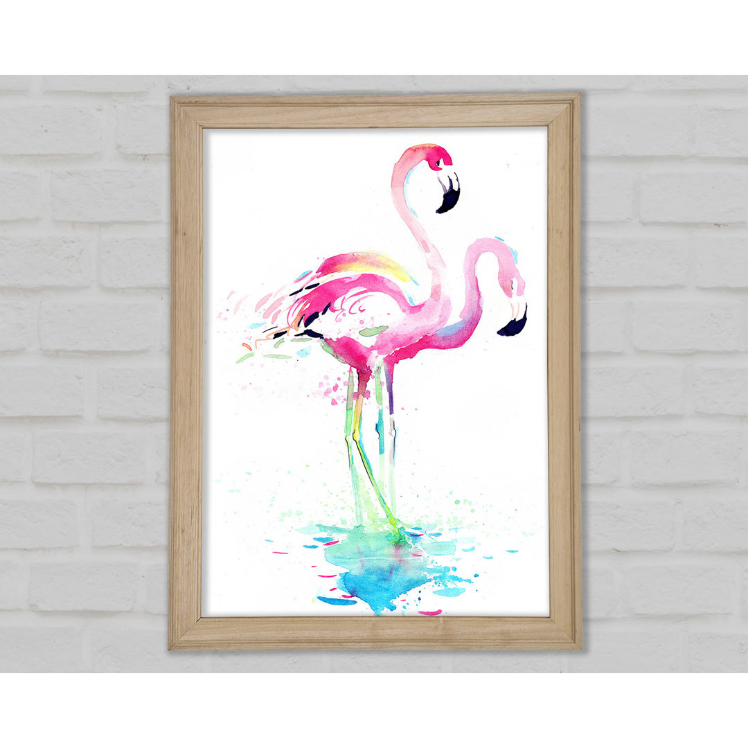 Flamingo Aquarell - Einzelner Bilderrahmen Kunstdrucke