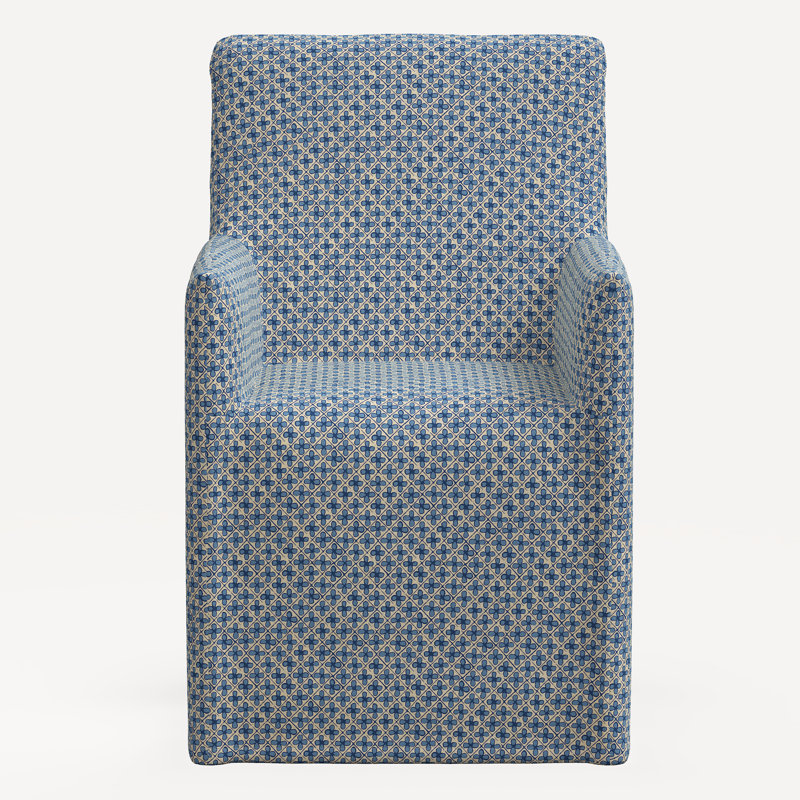 Rekha Slipcover Dining Chair, Jr Aalap Blue Geometric