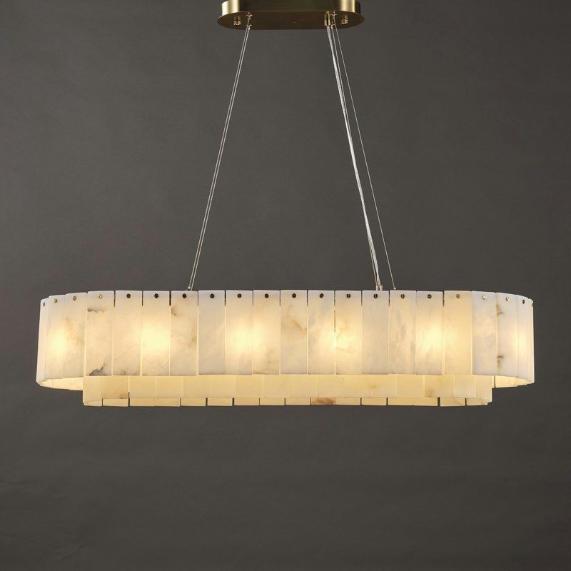 Alabaster Rectangular Chandelier L40 Inch(Dimmable Bulbs Include)